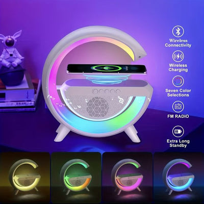 G-Shaped LED Lamp with RGB Lights & Wireless Charger