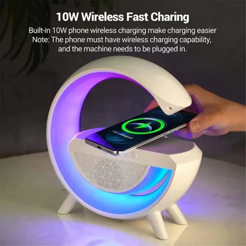 G-Shaped LED Lamp with RGB Lights & Wireless Charger